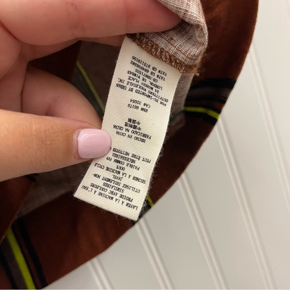 Free People 2 Pc Brown Stripe Sleeveless Top Three Button Mini Skirt Set Sz 10 - Picture 8 of 14